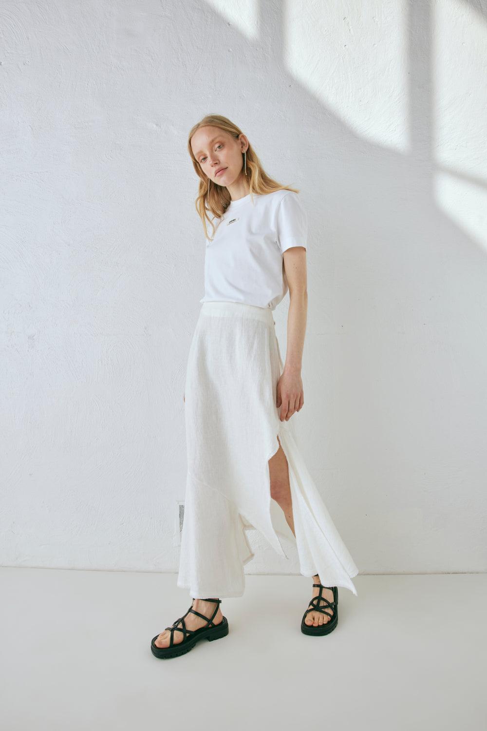 Mabel Linen Midi Skirt White Product Image