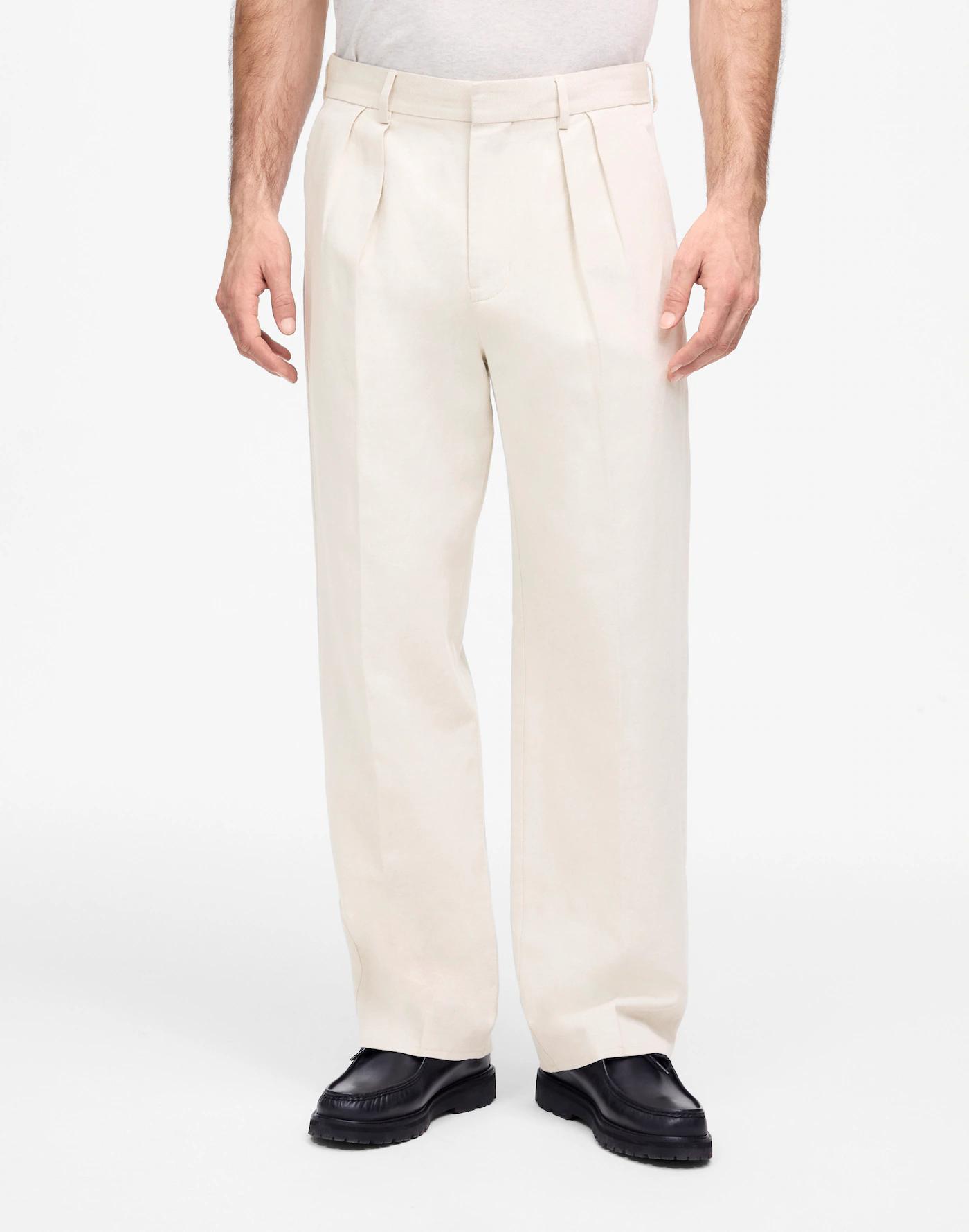 Double-Pleated Trouser in Cotton-Linen Blend Product Image