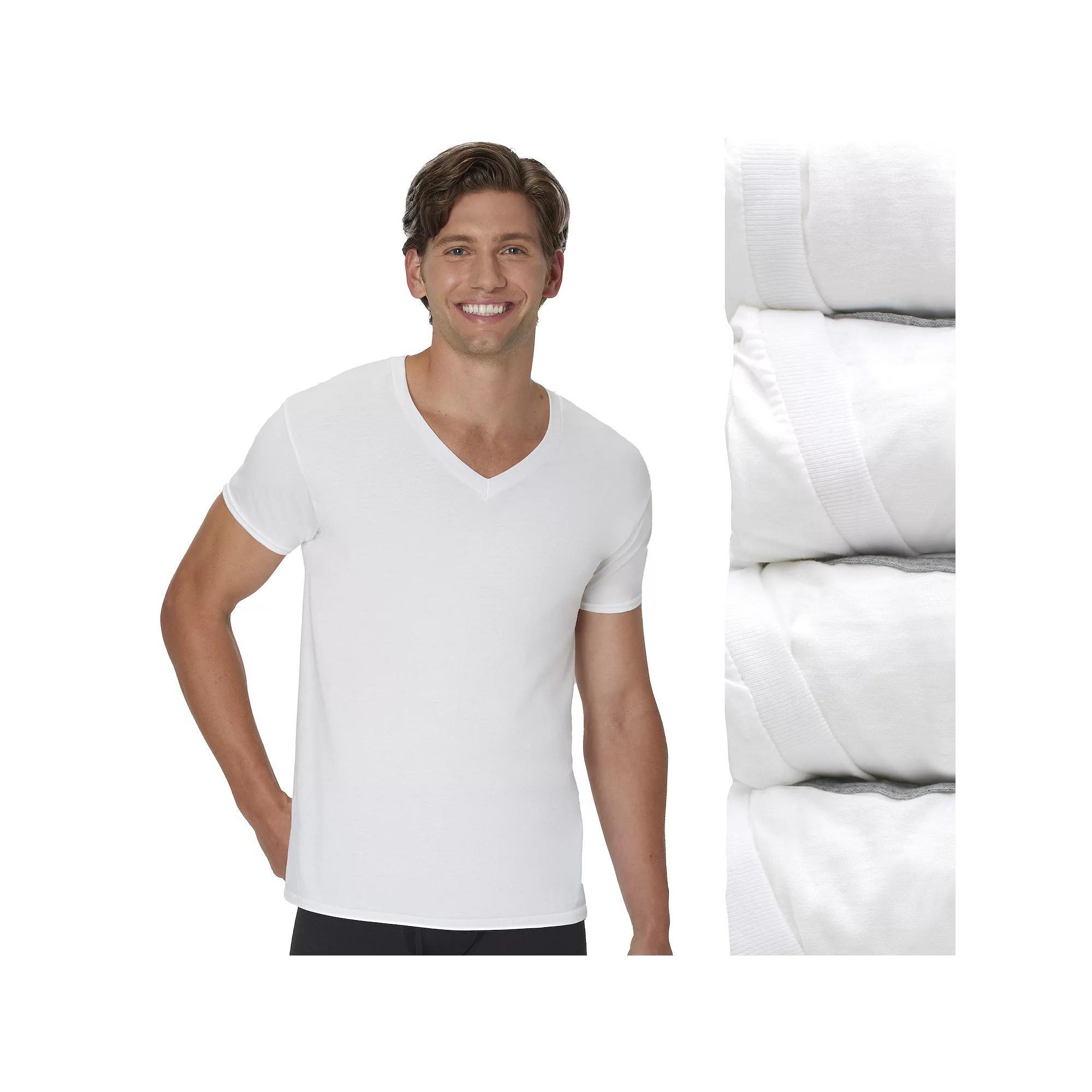 Hanes Ultimate 4-Pack Men's ComfortSoft Cotton Blend V-Neck Undershirt, Size: XL, White Product Image