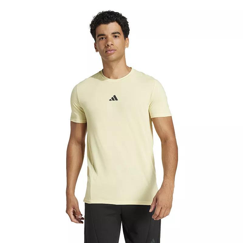 adidas Designed for Training Workout Tee Powder Yellow XL Mens Product Image