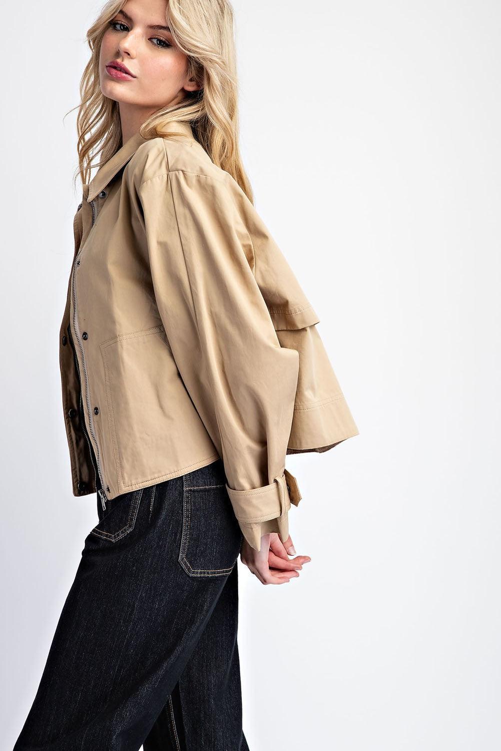 Cropped Trench Coat Jacket Product Image