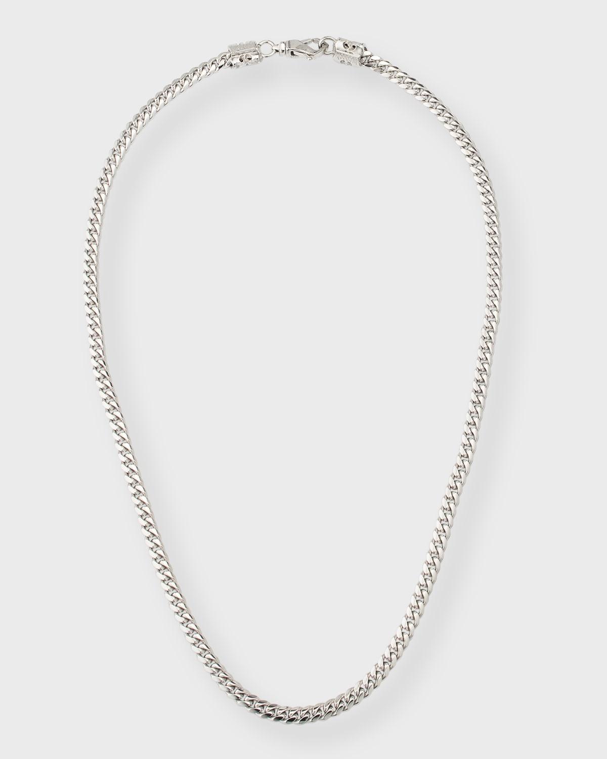 Mens Sterling Silver Thin Cuban Chain Necklace Product Image