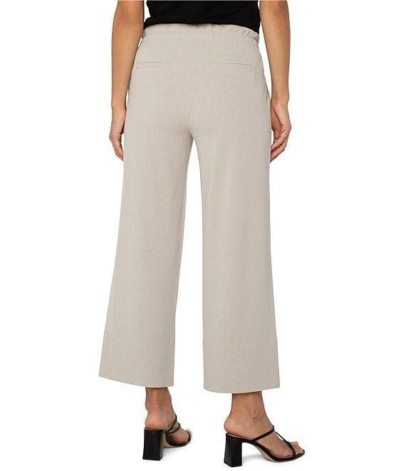 Liverpool Los Angeles Petite Size Lightweight Textured Pull-On Drawstring Tie Wide Leg Pants Product Image