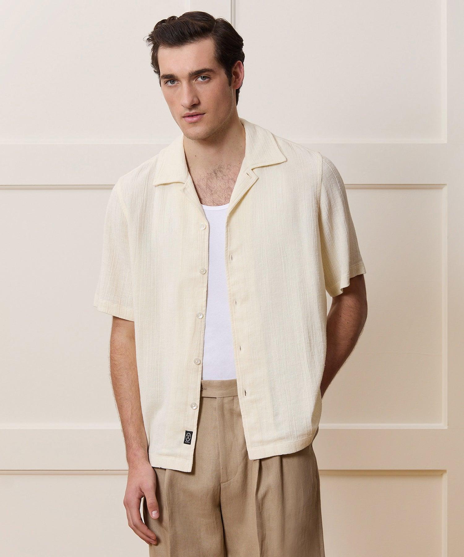 Relaxed Basketweave Camp Collar Shirt Product Image