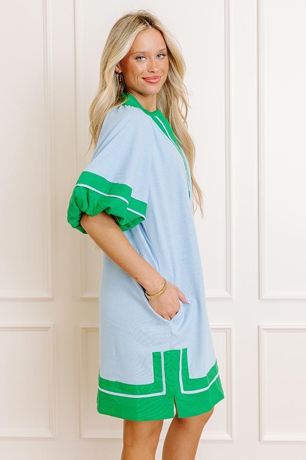 Boardwalk Babe Linen-Blend Mini Dress in Sky Blue Product Image