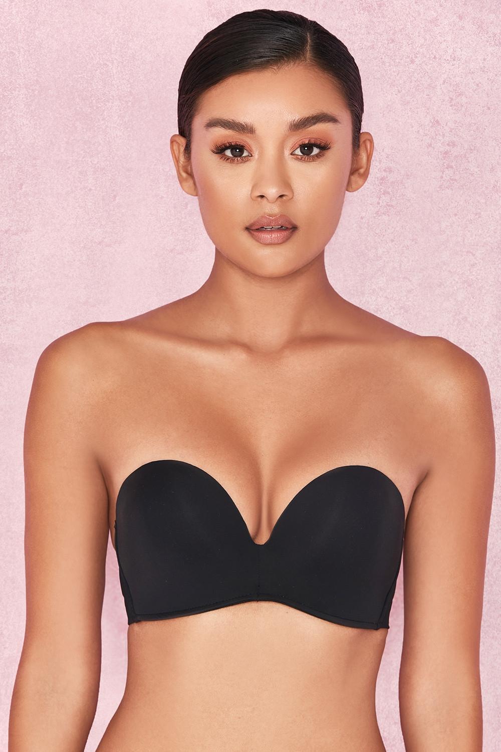 Smooth  plain molded strapless bra - black Product Image