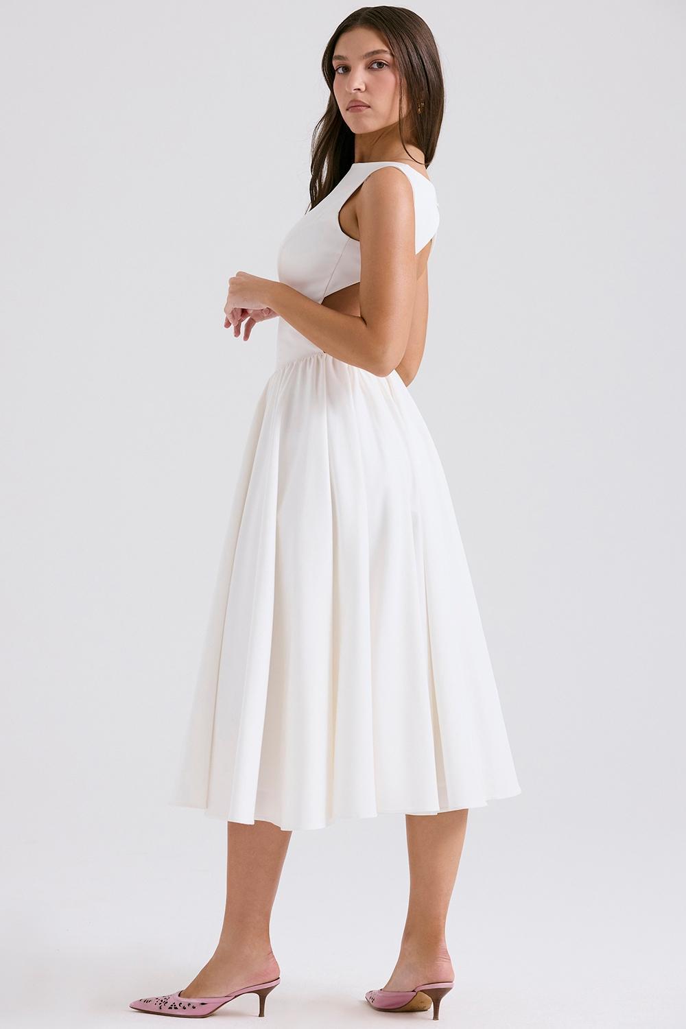 Cindy  white twill midi sundress Product Image