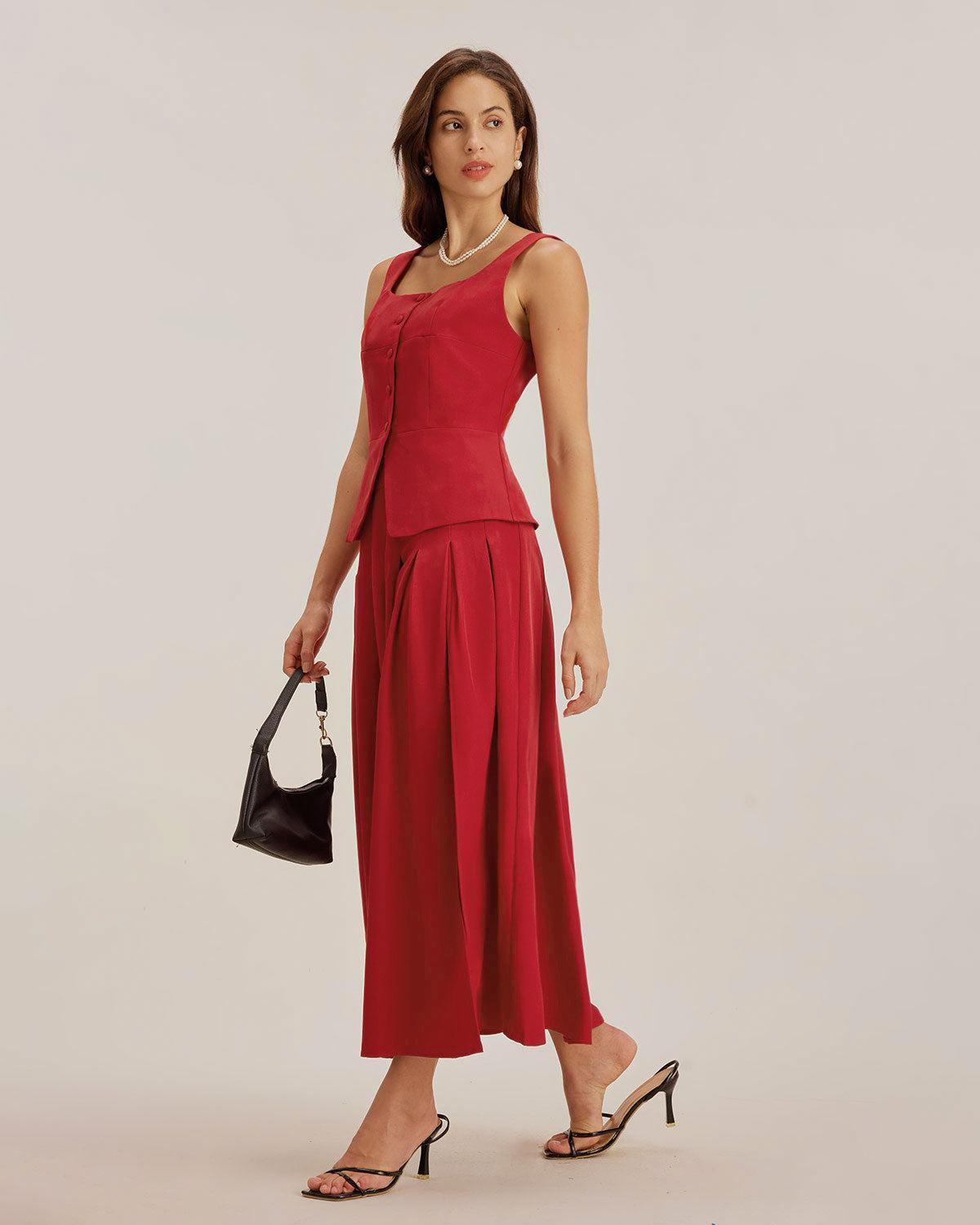 Red Skirt Two Piece Set Product Image