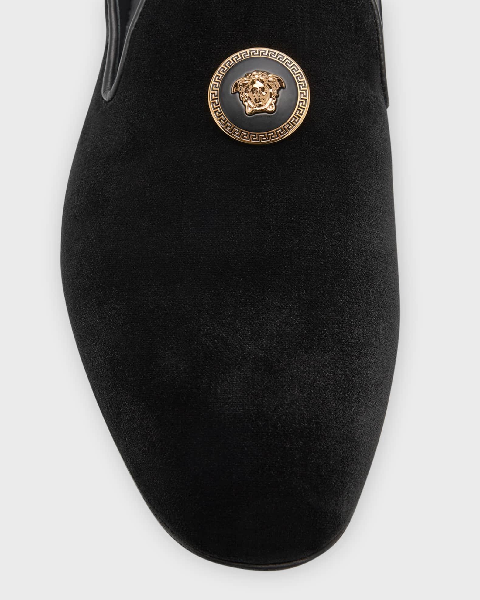 Men's Medusa Ornament Suede Smoking Slippers Product Image