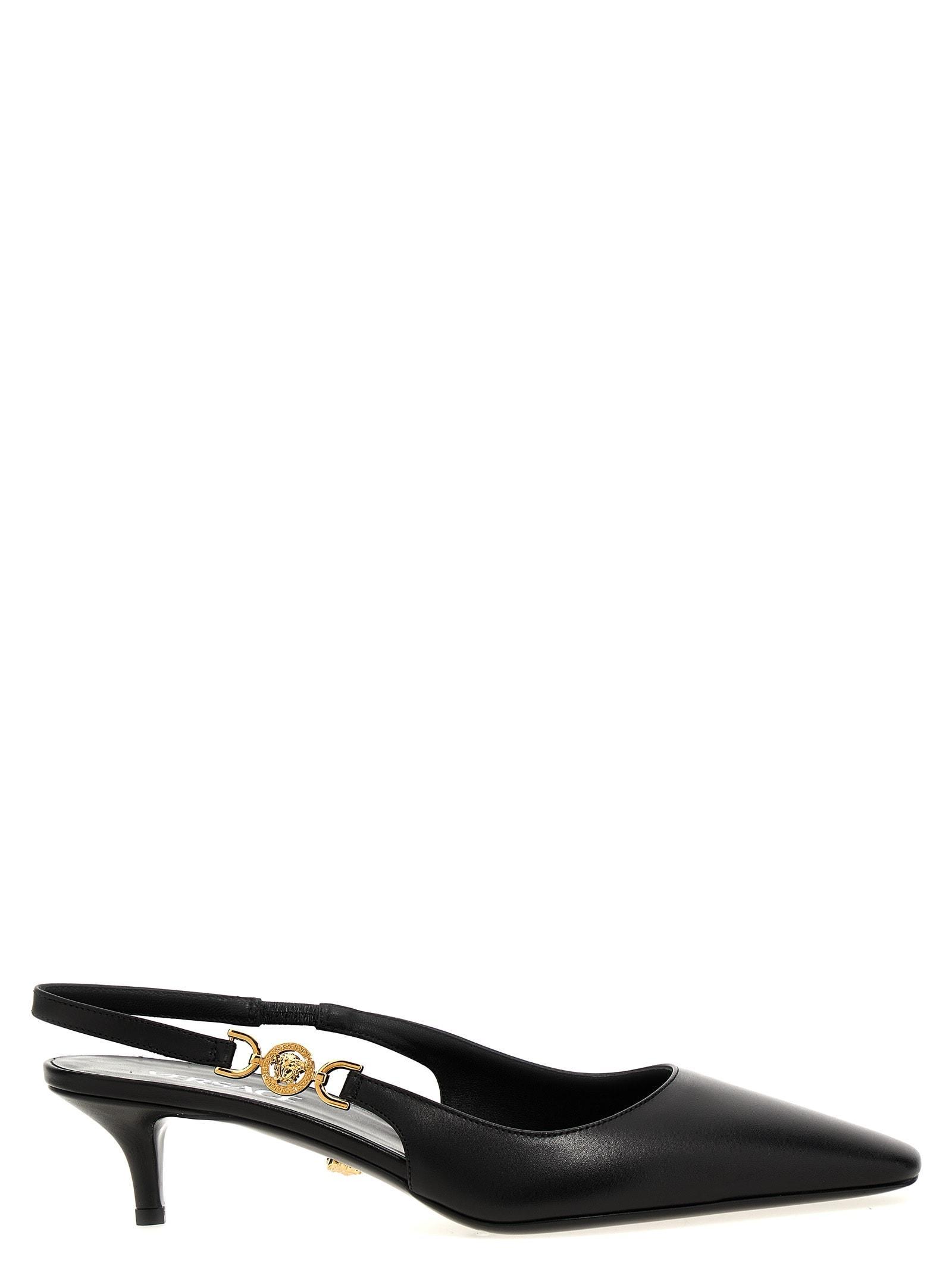 Embellished Patent-leather Slingback Pumps In Black Product Image