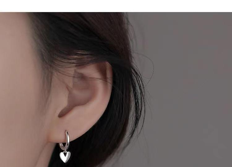 925 Sterling Silver Heart Drop Earring Product Image