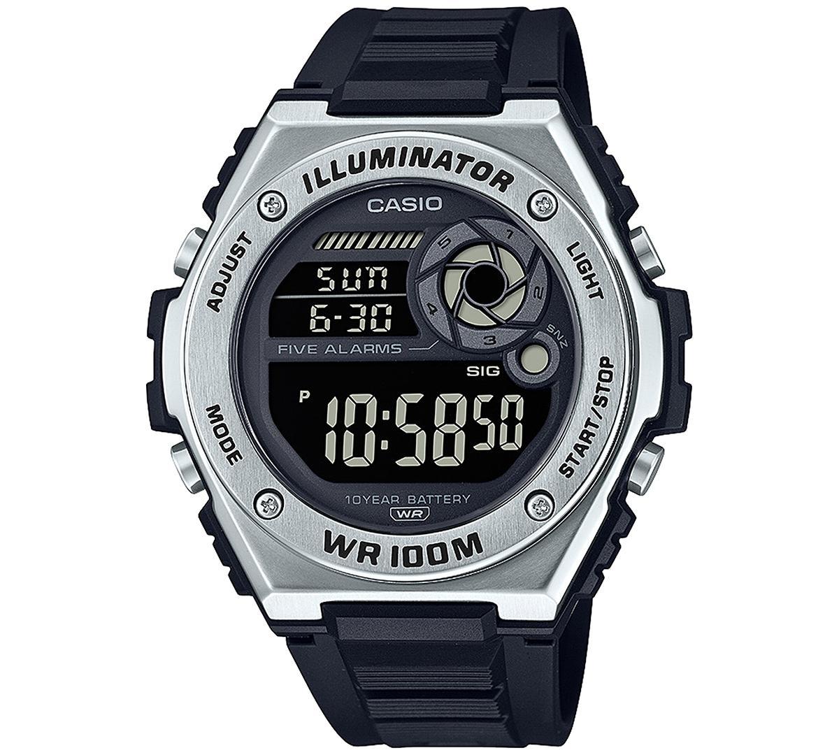 Mens Casio Metal Bezel Digital Chronograph Watch - MWD100H-1BV Black Product Image