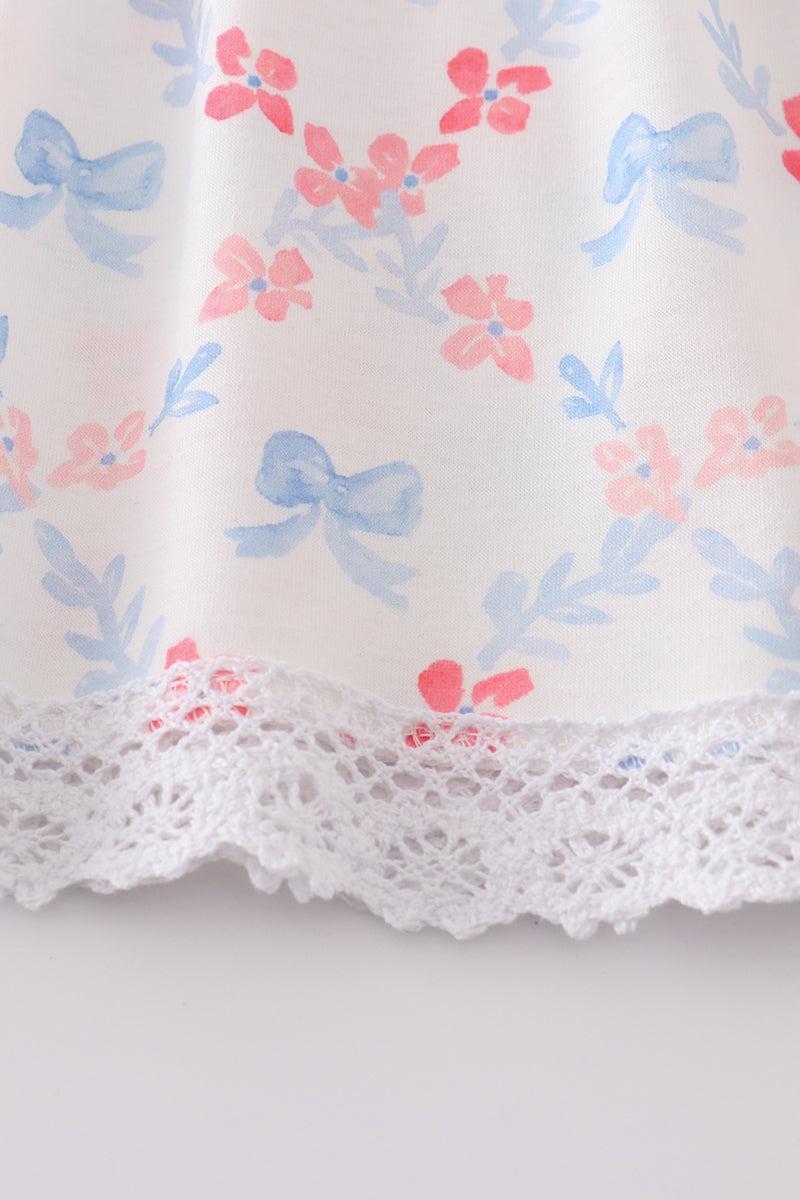 Blue bow lattice print set Product Image