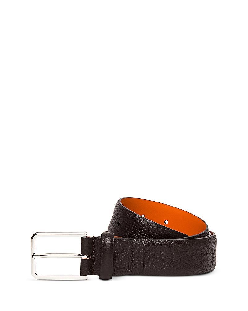 Men's Rectangle Buckle Grained Leather Belt Product Image