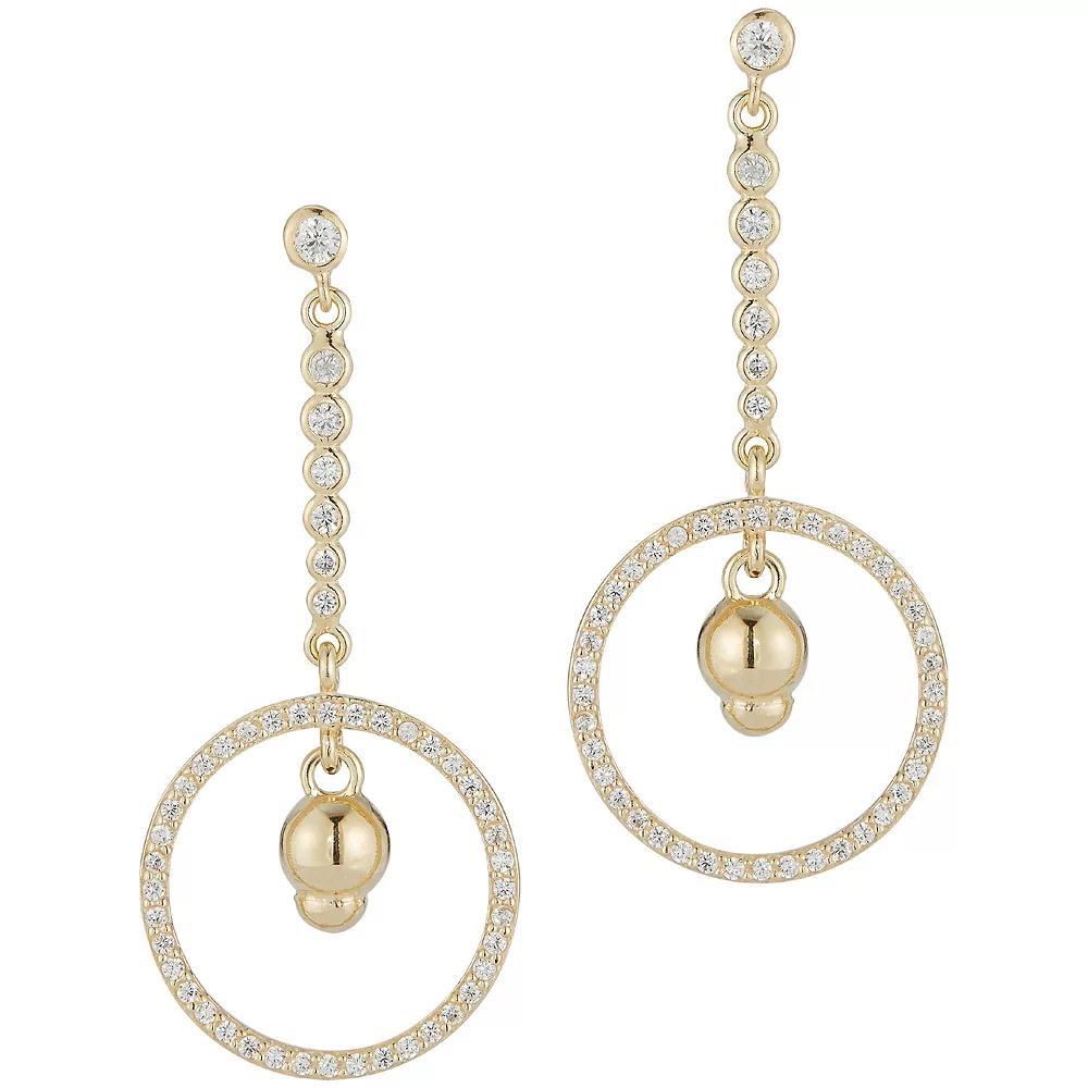 Sunkissed Sterling Cubic Zirconia Circle Drop Earring, Women's, Gold Tone Product Image