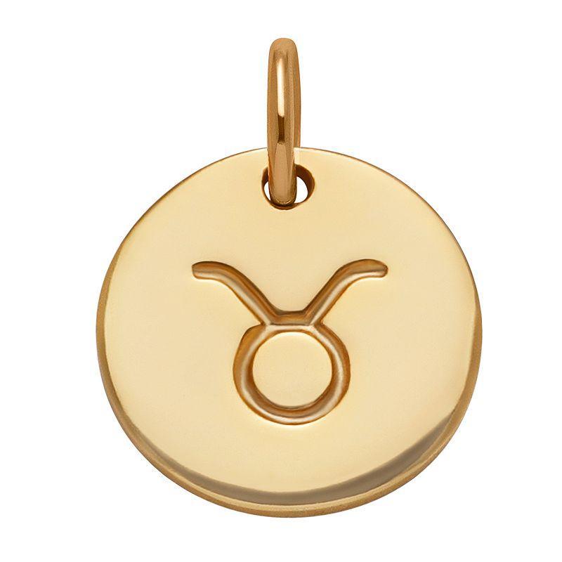 PRIMROSE 18k Gold Over Silver Etched Zodiac Disc Charm, Womens, Gold Tone Leo Product Image