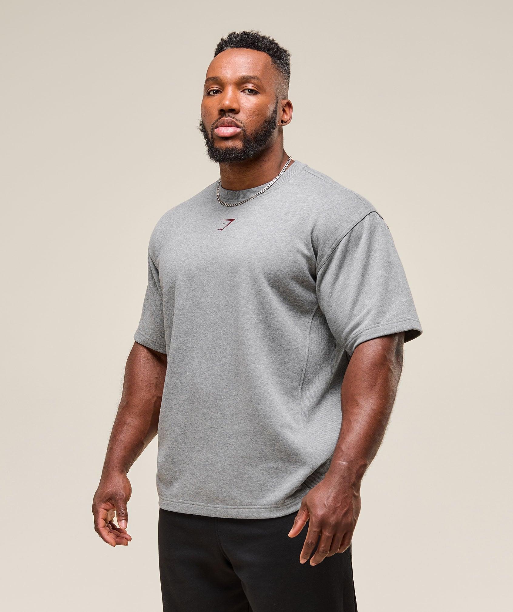 Gymshark Power Short Sleeve Crew - Charcoal Core Marl Male Product Image