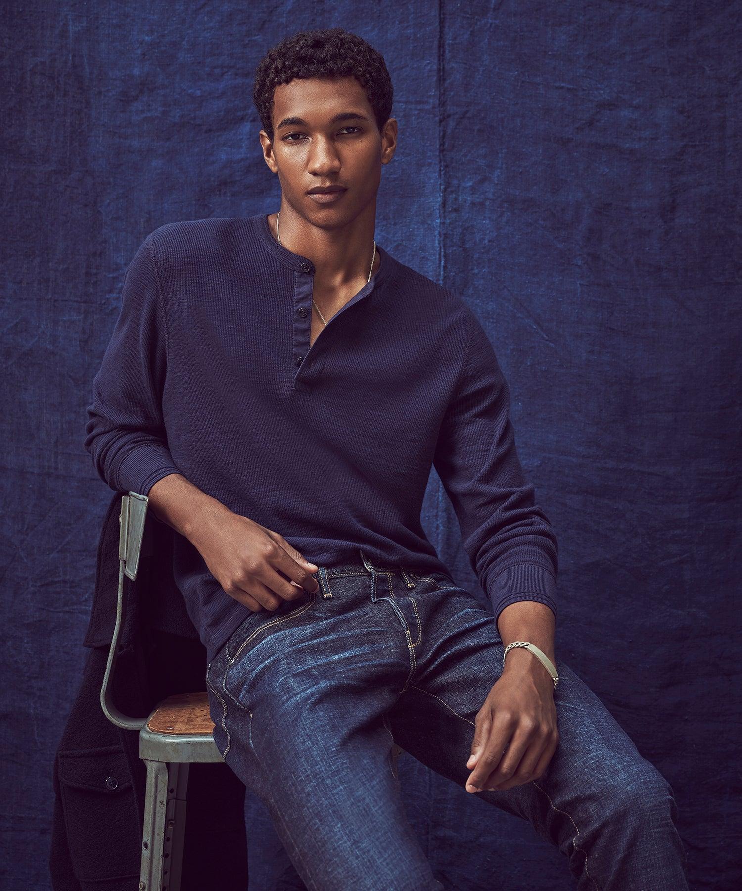 Lightweight Mini Waffle Henley Product Image