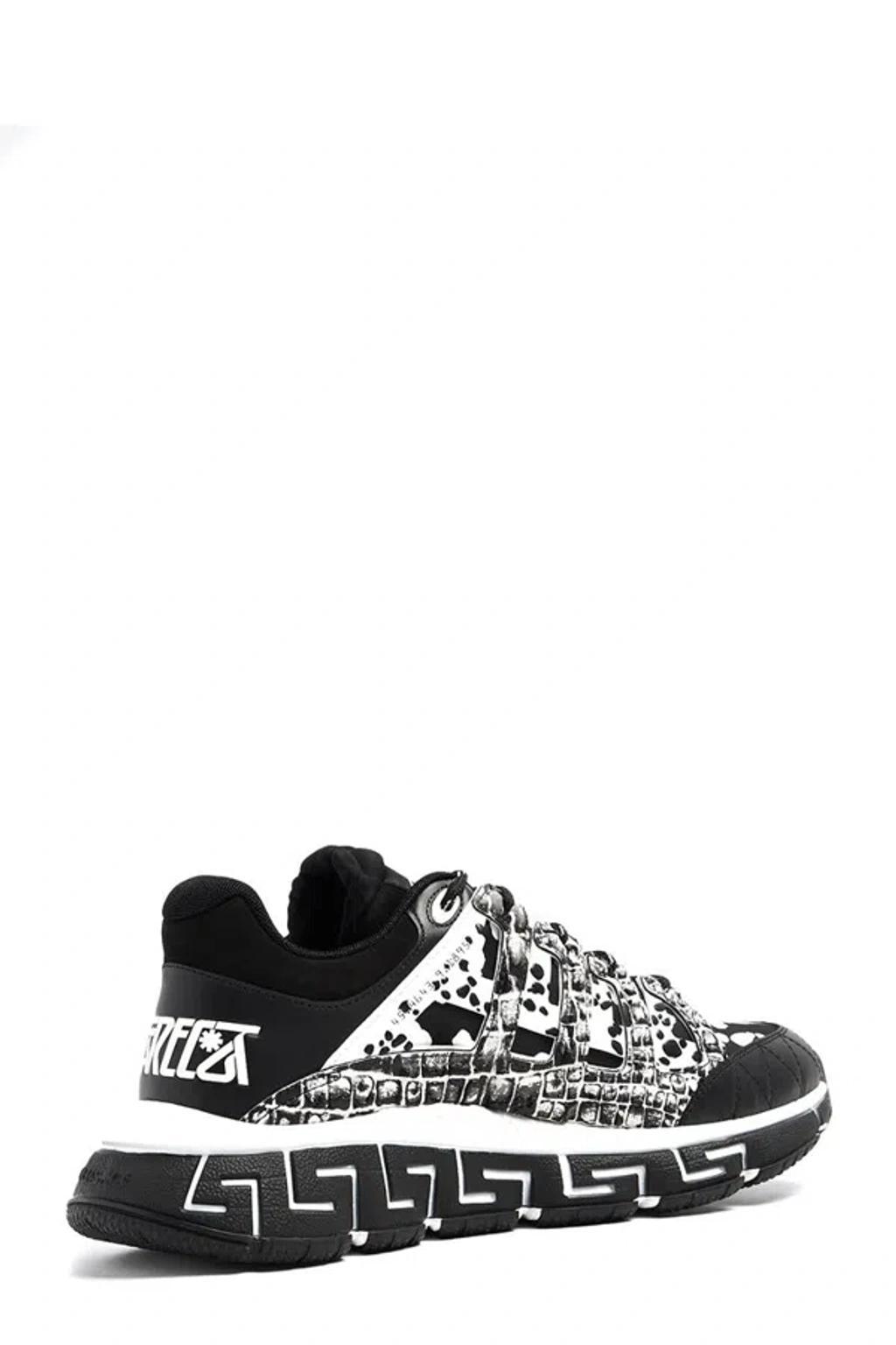 VERSACE Trigreca Leather Sneakers In Black Product Image