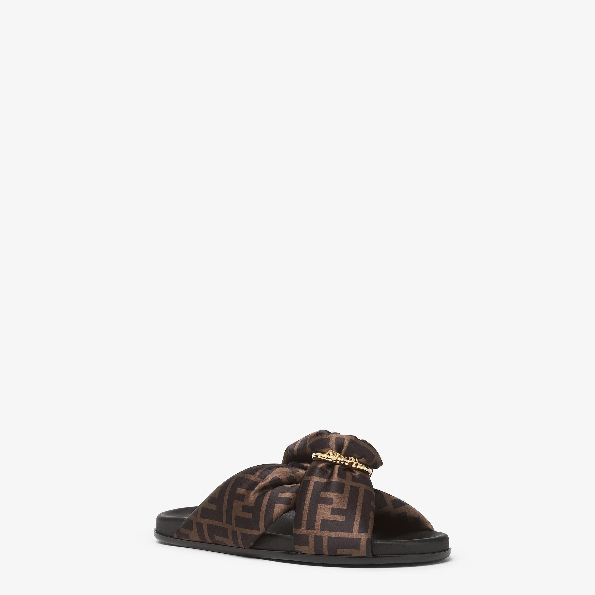 Fendi FeelBrown FF satin slides Product Image