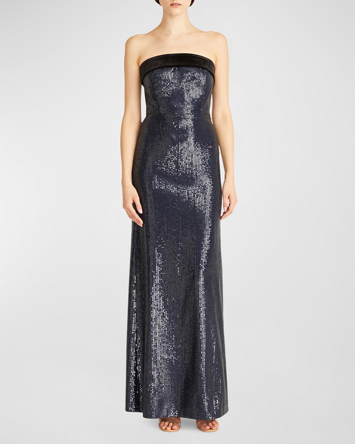 Ml Monique Lhuillier Reese Sequined Strapless Gown Product Image