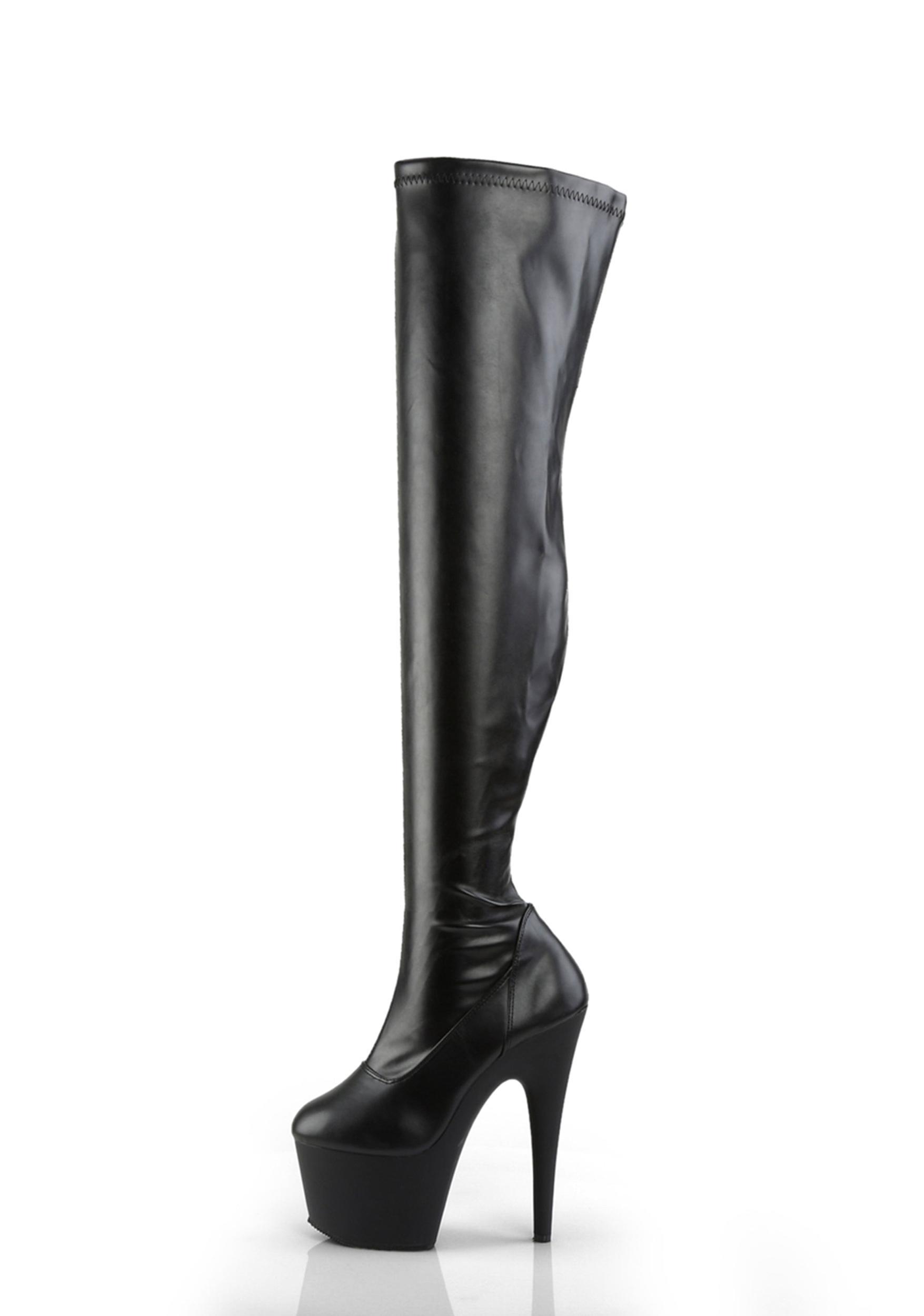 Pleaser Adore Platform Boots - Black PU Product Image