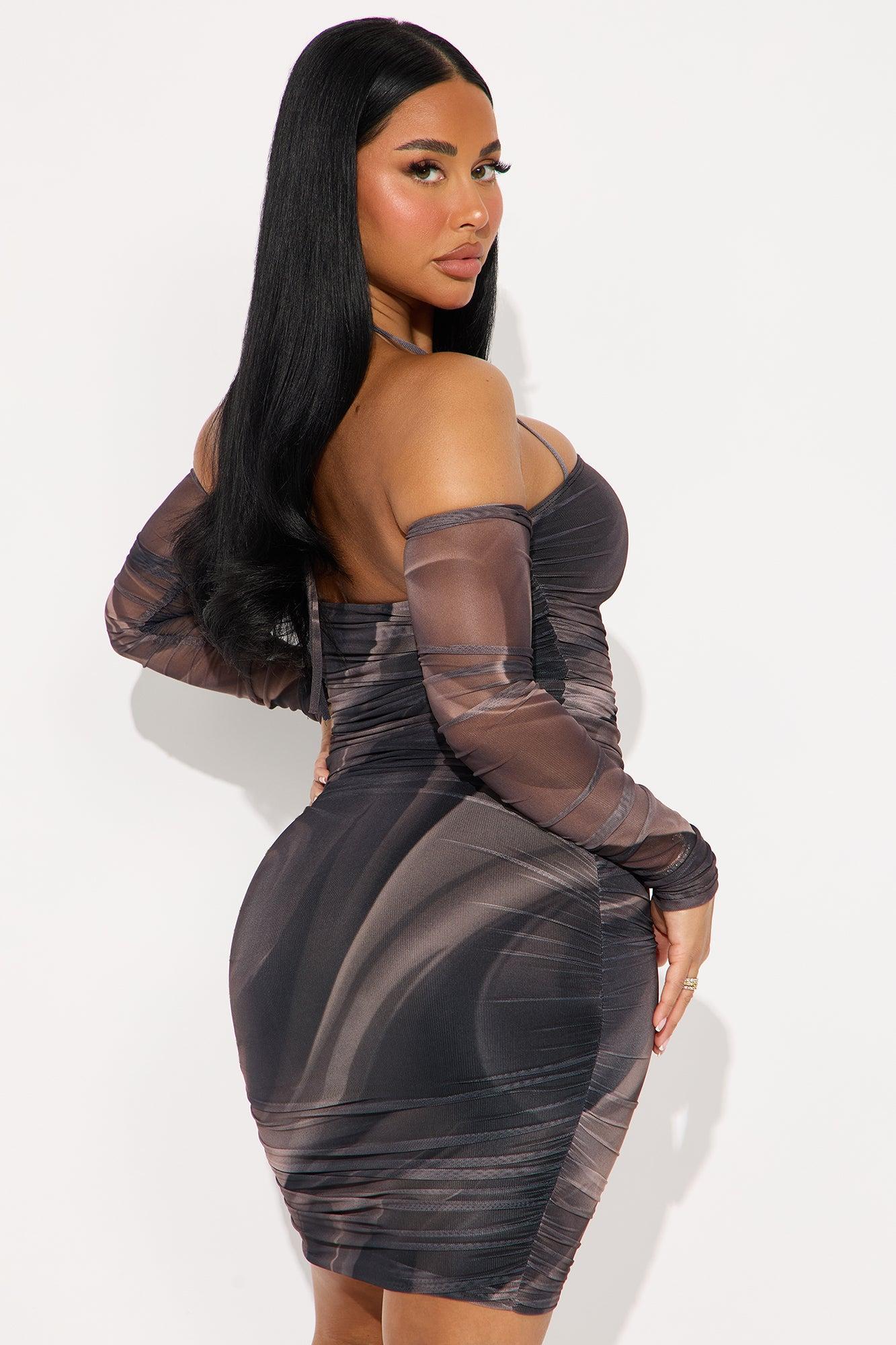 All About The Drama Mesh Midi Dress - Black/combo Female Product Image