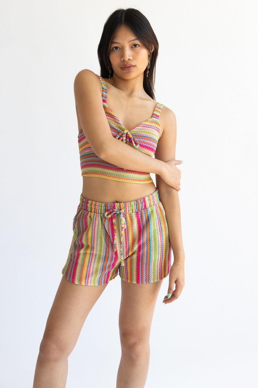 Crochet Stripe Shorts Product Image