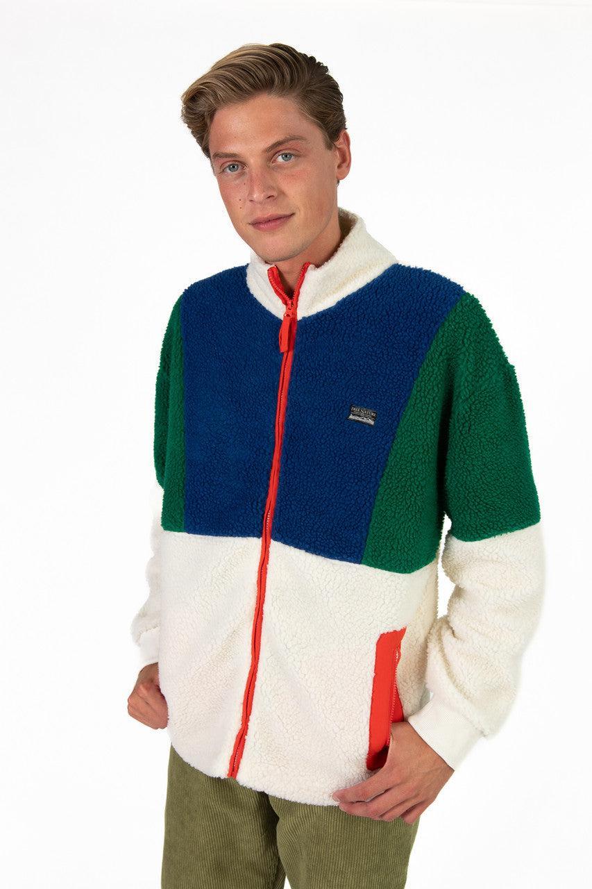 Zip Up Colorblock Sherpa Jacket Product Image