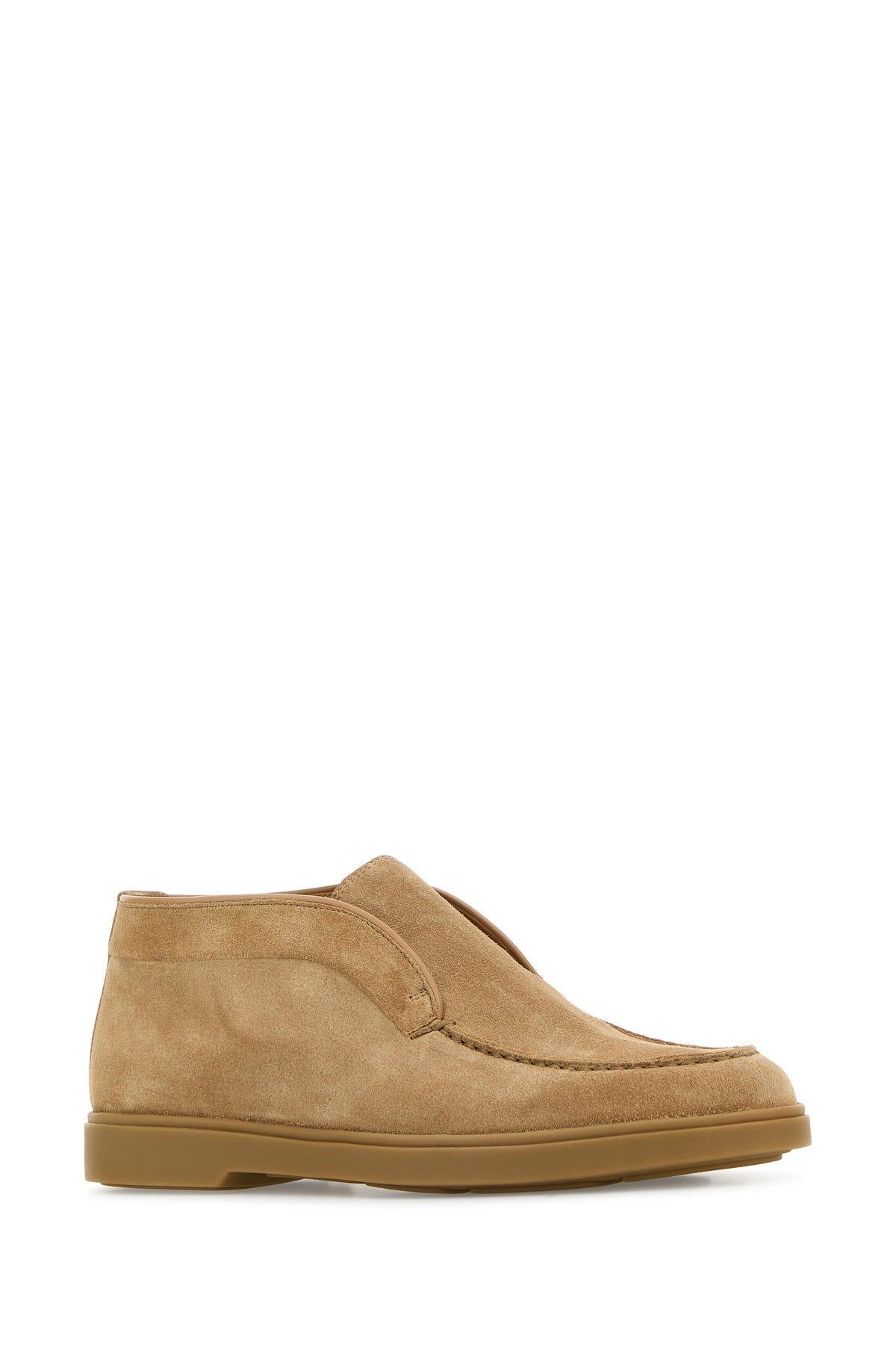 SANTONI Camel Suede Ankle Boots In Brown Product Image