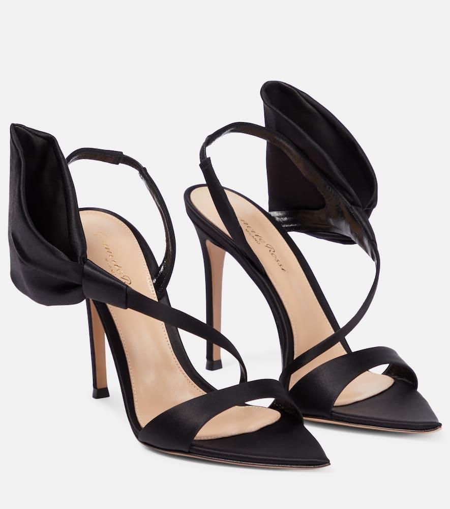 Belvedere 105 Satin Sandals With Frill Detail In Black Product Image