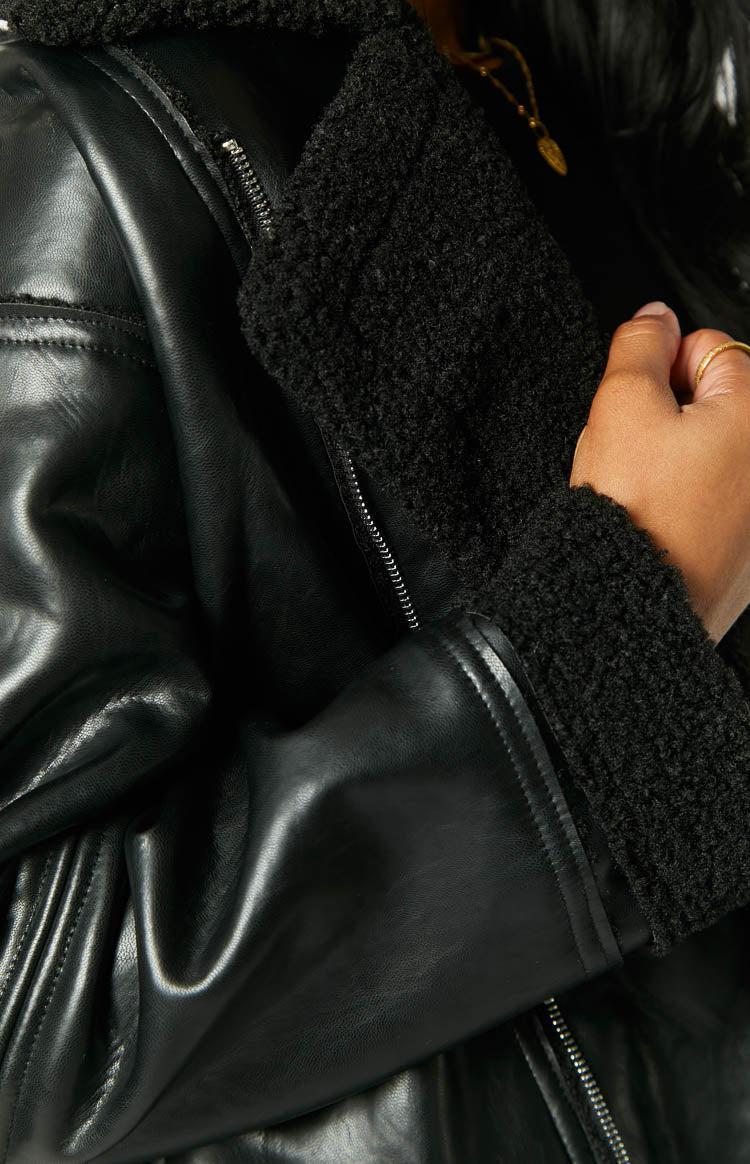 Caprani Black PU Shearling Jacket Product Image