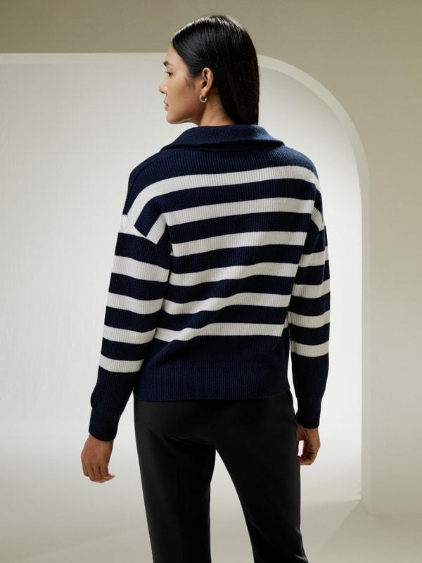 Collared Quarter-Zip Wool Sweater Product Image