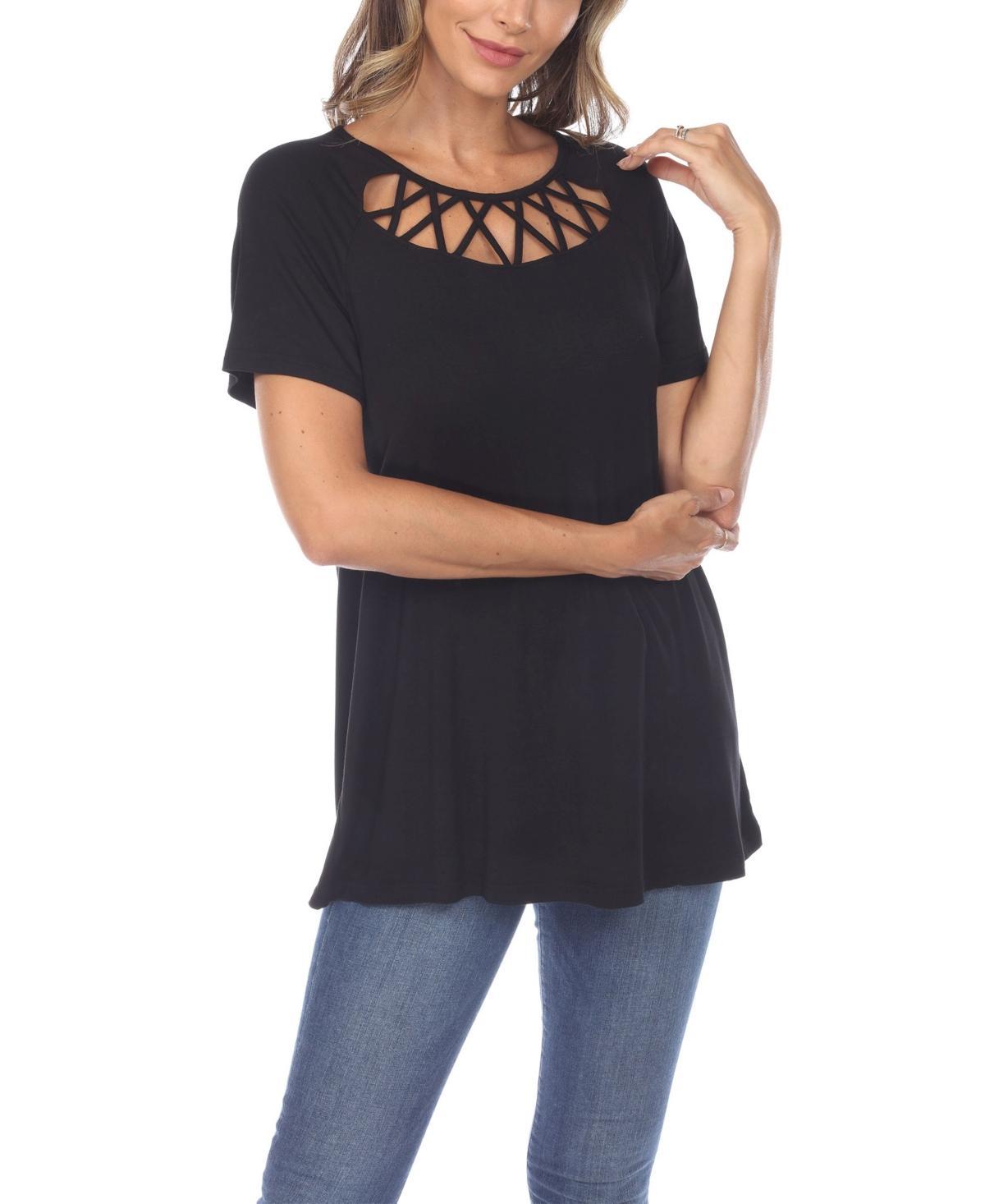 Womens Crisscross Cutout Short Sleeve Top Product Image