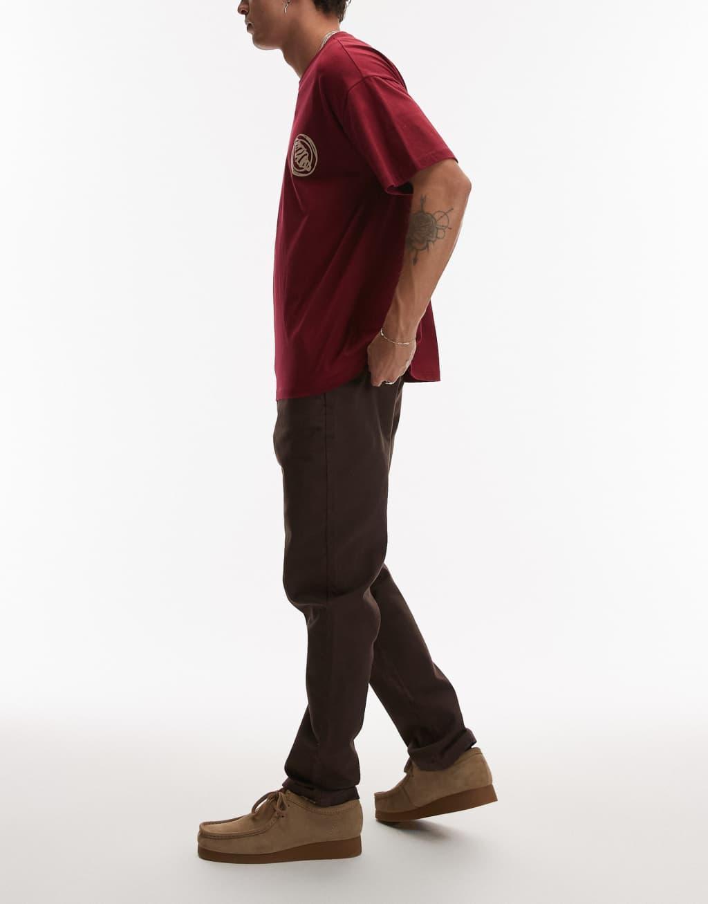 Topman slim chino pants in brown Product Image