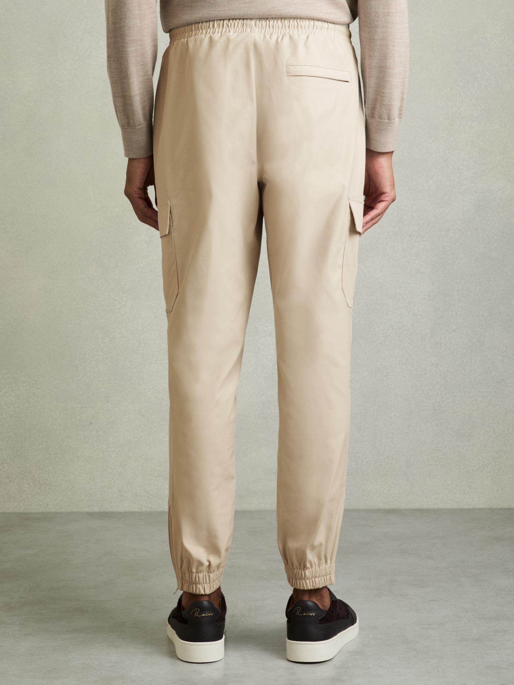 Technical Cargo Drawstring Trousers in Stone Product Image