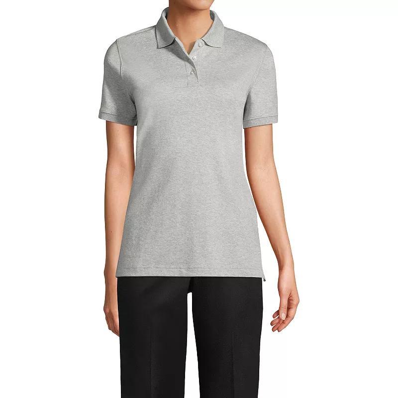 Women's Lands' End School Uniform Classic Short Sleeve Interlock Polo Top, Size: Large, White Product Image