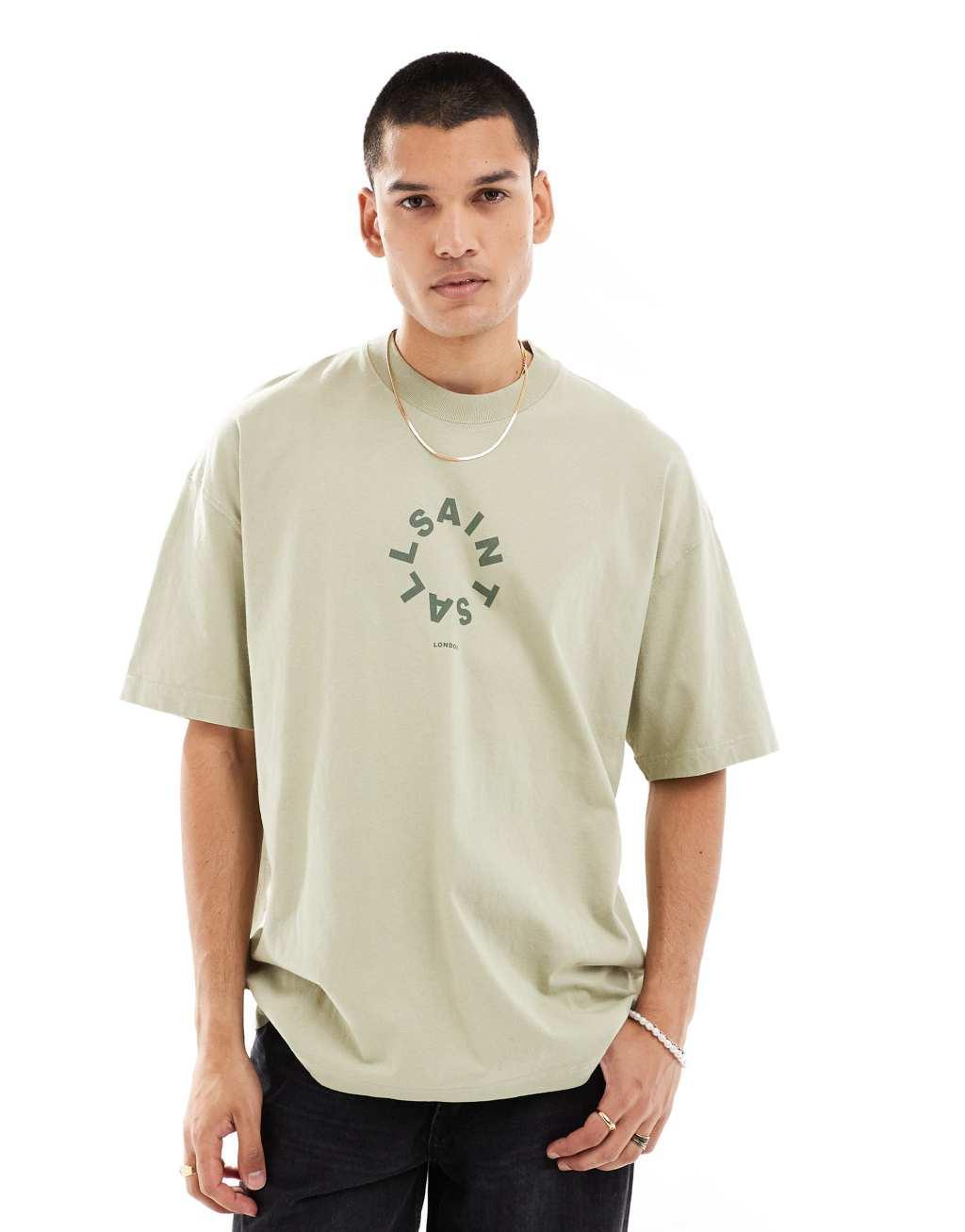 AllSaints Tierra oversized T-shirt in green Product Image