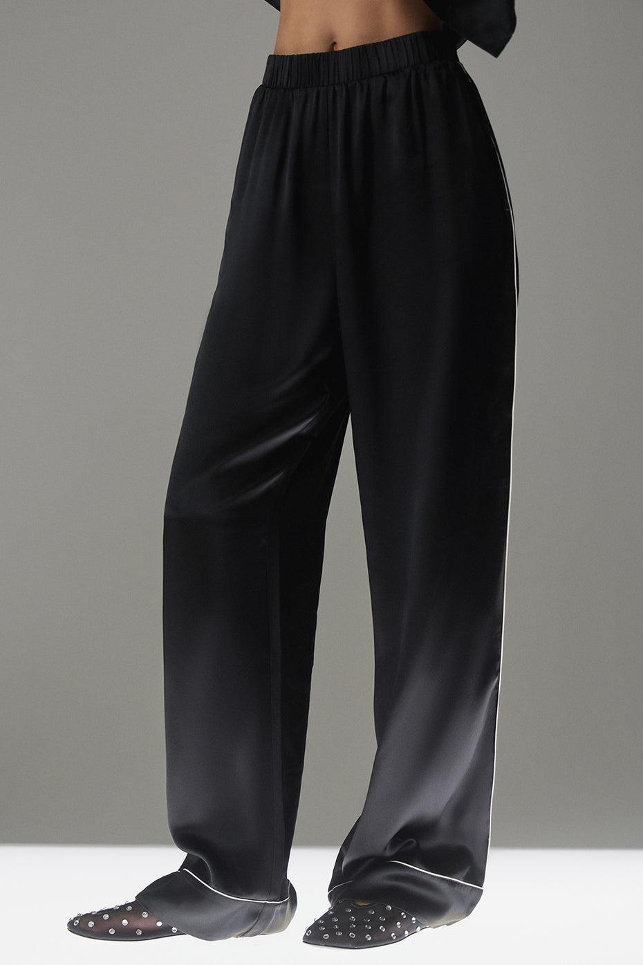 Courchevel Silk Pant - Black/Ivory Product Image