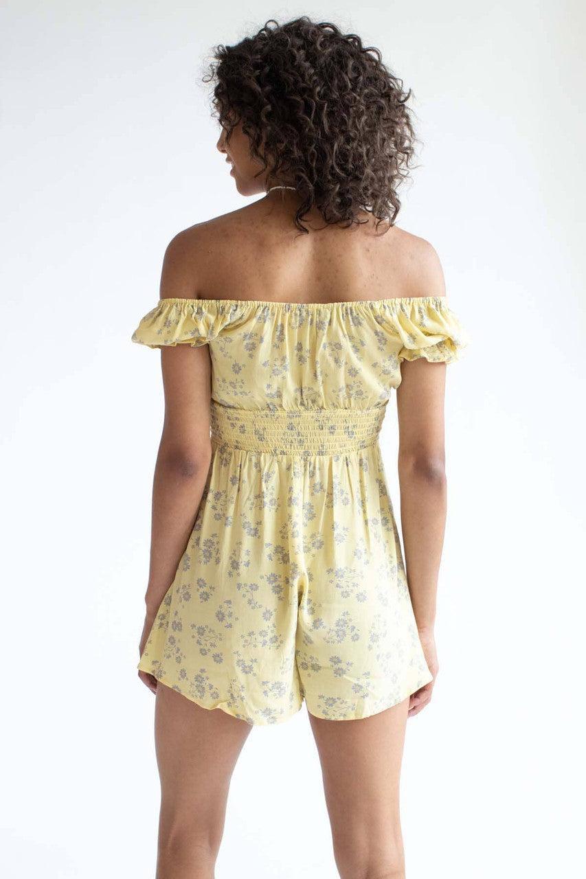 Sunflower Smocked Waist Romper Product Image