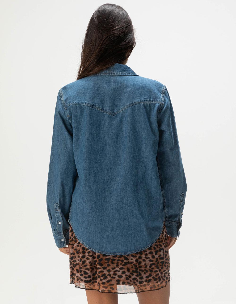LEVI'S Ultimate Western Womens Long Sleeve Snap Shirt - Dark Wash Product Image