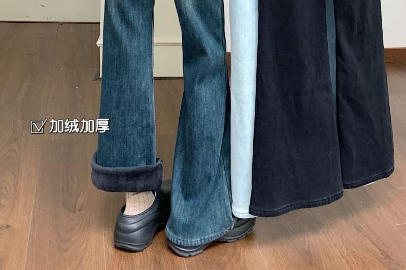 High Waist Washed Bootcut Jeans Product Image