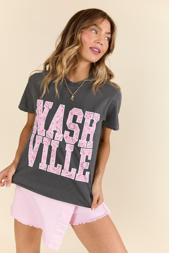 Nashville Block Bandana Printed Dark Grey Graphic Tee Product Image