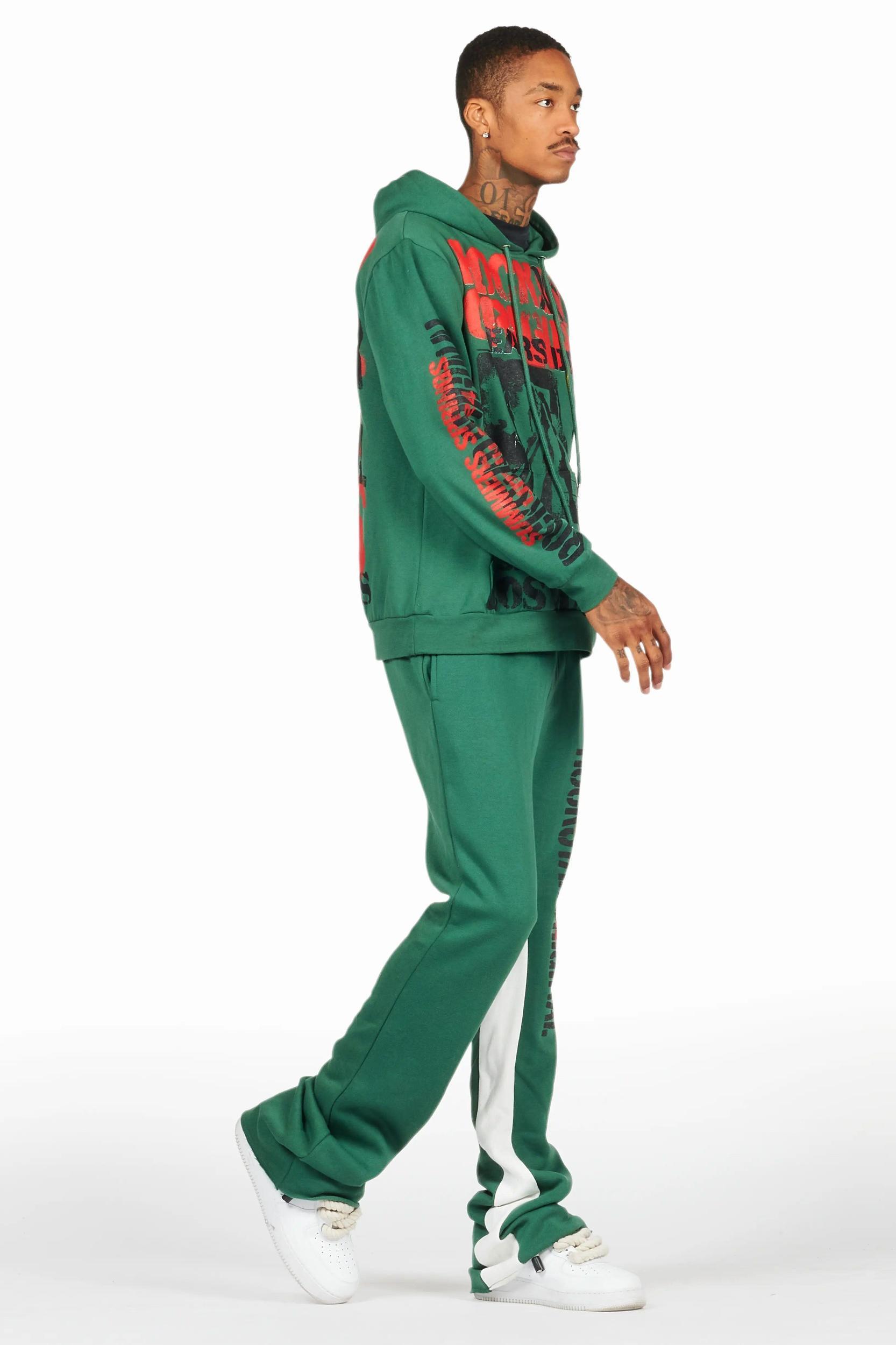 Omer Green Hoodie/Baggy Track Pant Set Male Product Image