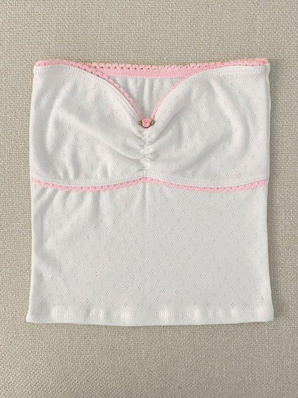 Contrast Color Lace Stitching Bandeau Top Product Image