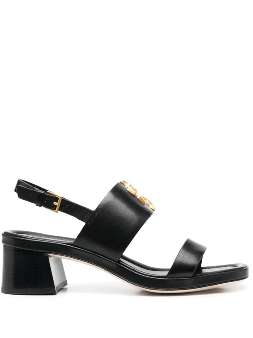 TORY BURCH Eleanor Two-band Medallion Slingback Sandals In Perfect Black Product Image