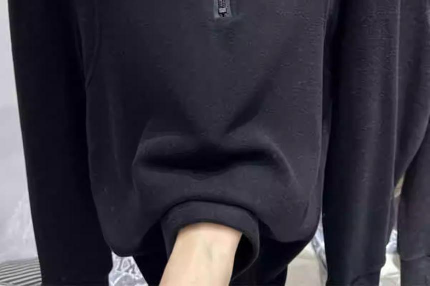 Half Zip Plain Hoodie Product Image