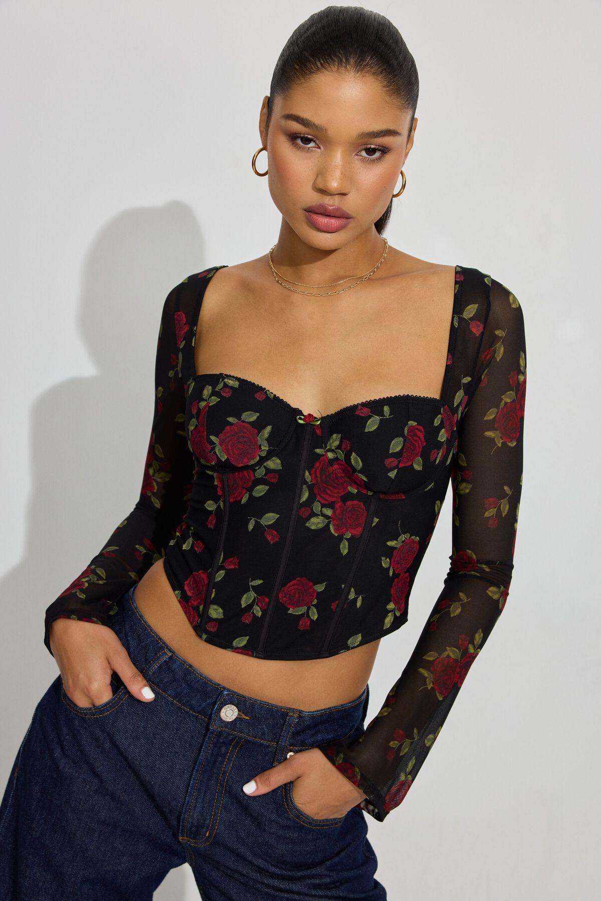 Aria Long Sleeve Bustier Top Product Image