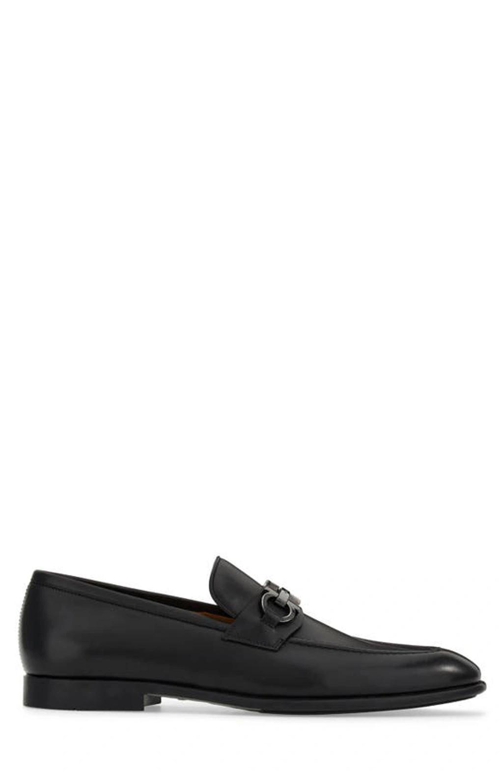 FERRAGAMO Black Leather Grandioso Loafers  Black Salvatore  Uomo 7 In Nero New Biscotto Product Image