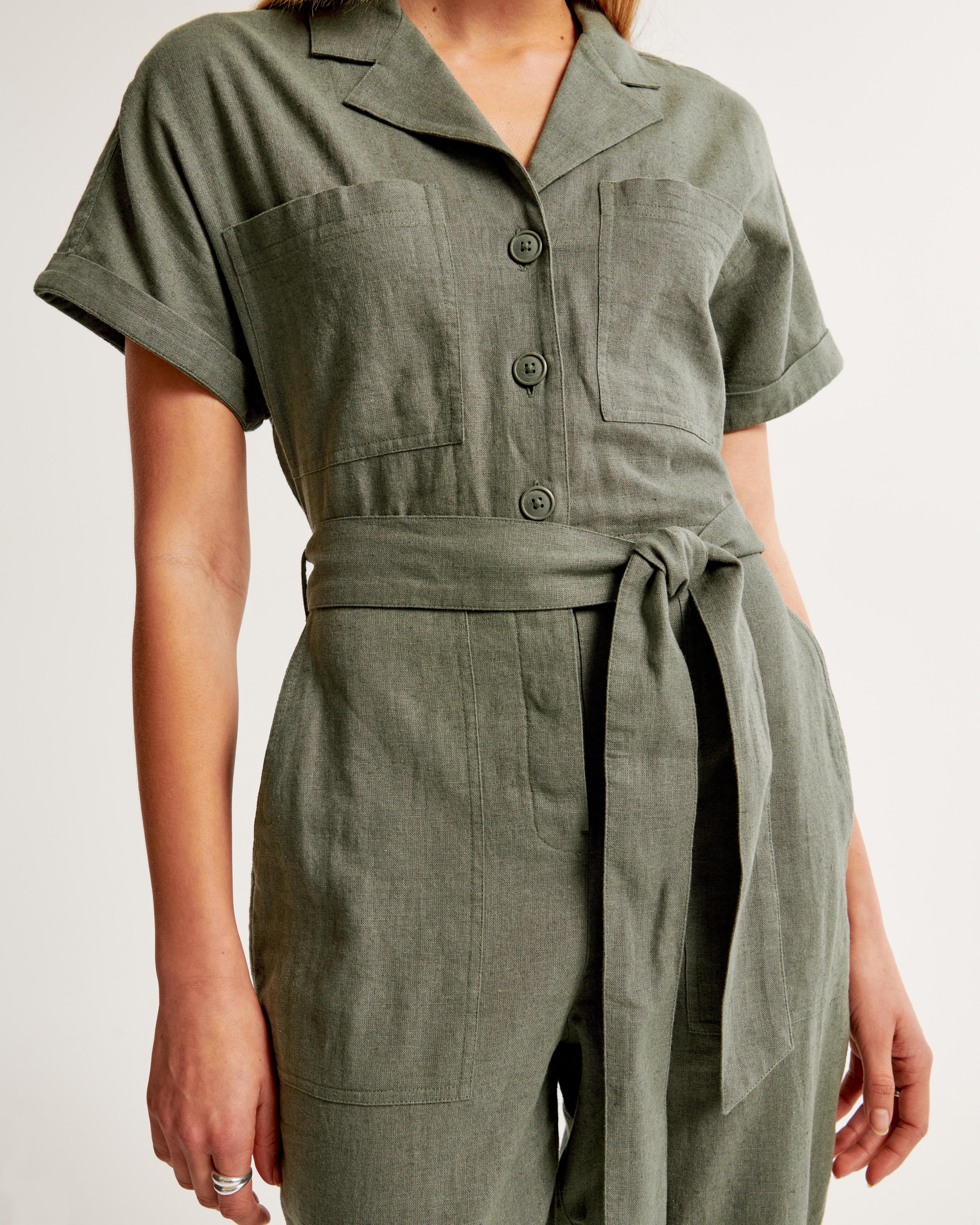 Linen-Blend Utility Jumpsuit Product Image